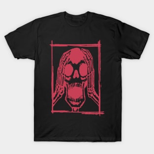 Screaming Skull Ink Tattoo Retro Red T-Shirt